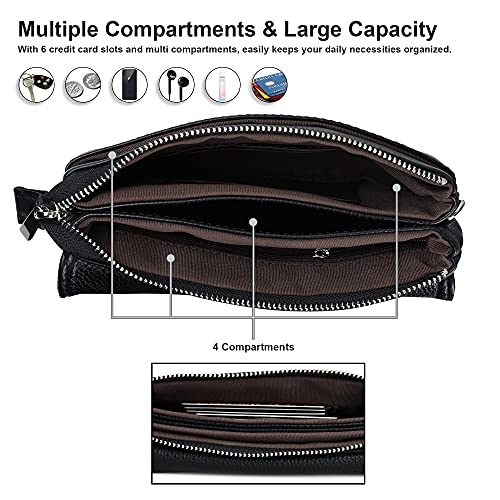 Image of befen Genuine Leather Small Crossbody Bags for Women Cell Phone Bag Cross Body Purses,Silver Zipper