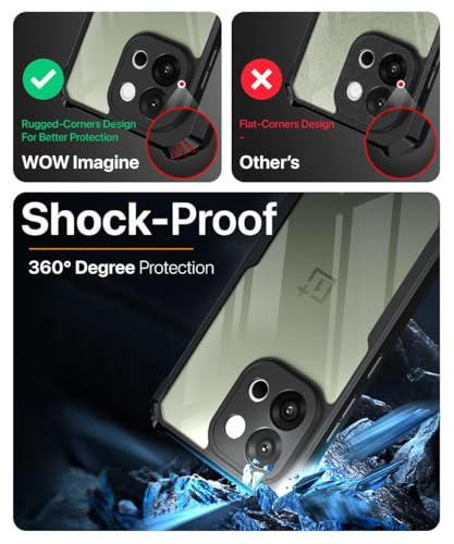 Image of WOW IMAGINE Shock Proof Clear Protective Back Case for 1+ OnePlus 13s 5G - AirEDGE Technology | 360 Degree Camera Protection | Transparent Hybrid Back Case Mobile Cover - Black
