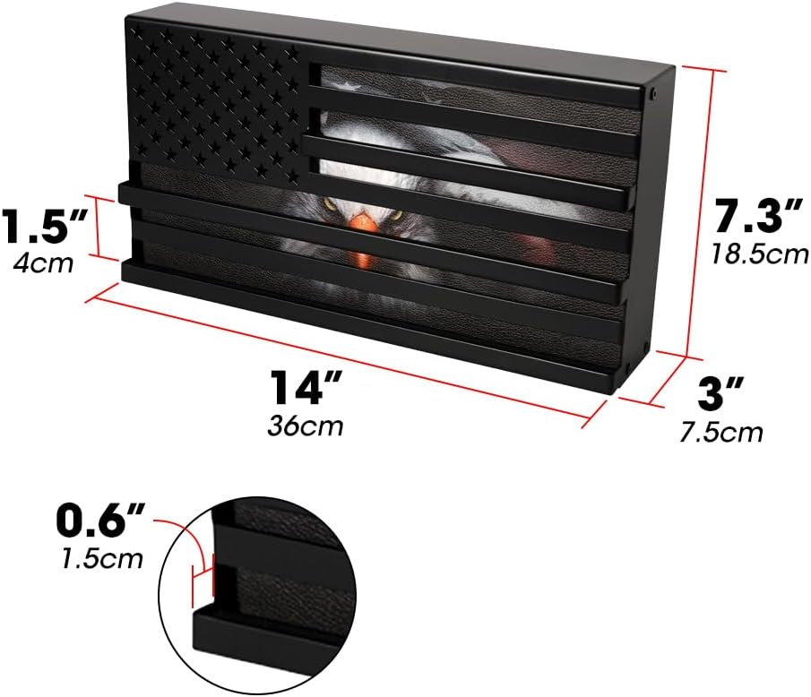 J JACKCUBE DESIGN American Flag Coin Holder Challenge Coin Display Rack Metal Decor for Living Room, US Patriotic Art Military Coin Holder - MK960A(Eagle)
