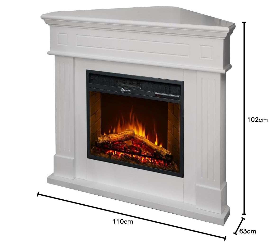 Cheminée Électrique d'angle Blanche Ford sur Pied L110Xp63Xh102