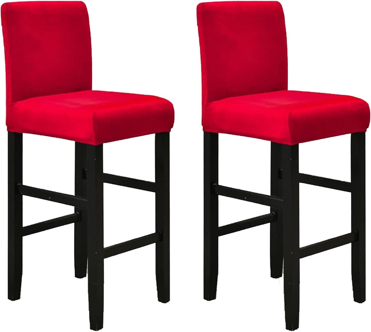 Housse de chaise de bar velours extensible rouge pour chaise haute de cuisine
