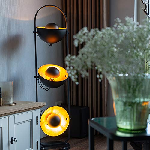 QAZQA - Art Deco Art Deco Wall Lamp Black With Gold - Emilienne | Living | Bedroom | Kitchen - Steel Round - E27 Suitable For LED - Max. 1 X 40 Watt