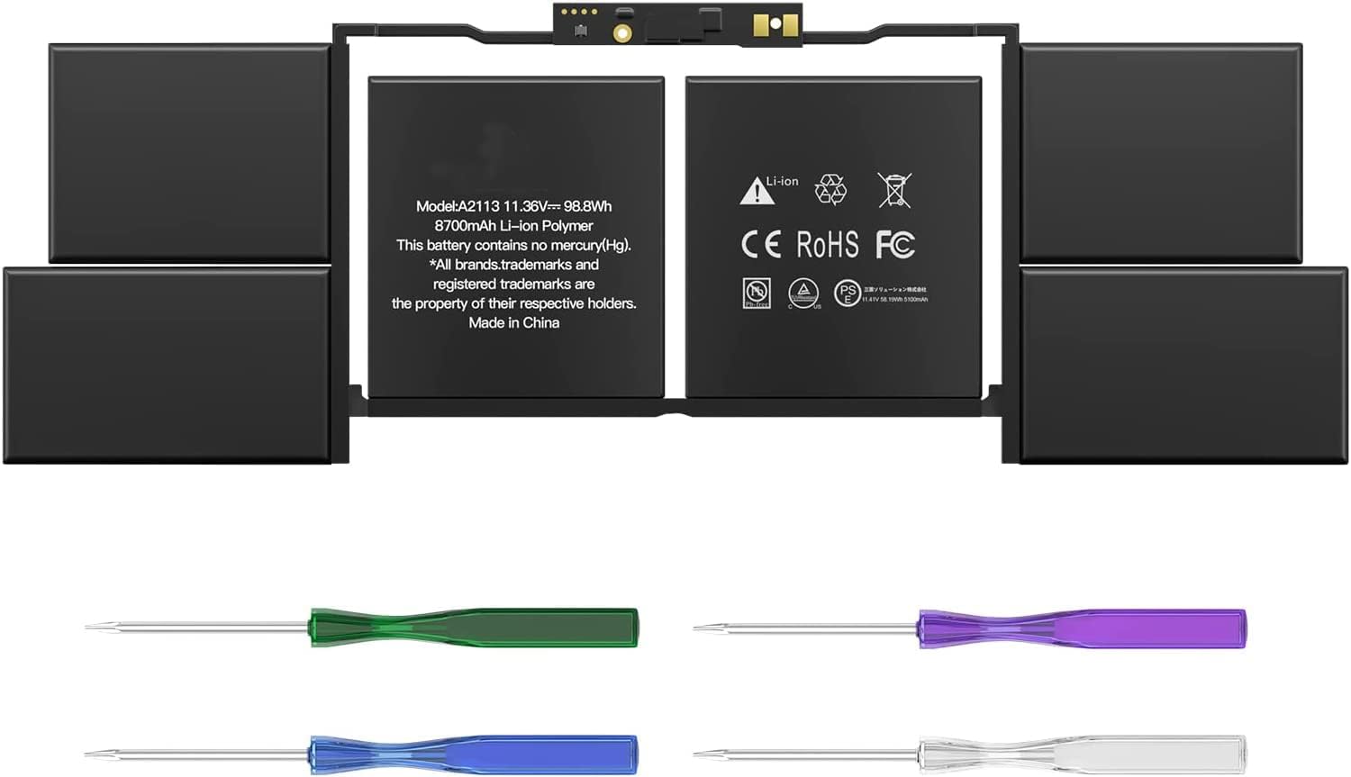 A2113 A2141 Laptop Replacement Battery Compatible for MacBook Pro Retina 16" A2141 2019 3347 BTO/CTO MVVJ2xx/A MVVK2xx/A MVVL2xx/A MVVM2xx/A [Li-Polymer 8790Mah/99.8Wh]