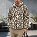 DMOYALA Hoodies for Men Retro Watercolor Leaf Printed Full-Zip Sherpa Fleece Coat Casual Warm Fashion Heavyweight Fall Winter Streetwear Jacket with Pockets,Leaf,2XL