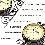 BELMAKS Vintage Double Sided Wall Clock Vintage Industrial Wall Clock for Outdoor Decorative Art Antique Decor Office Kitchen Silent Watches 360 Degree Rotate Antique - Image 2