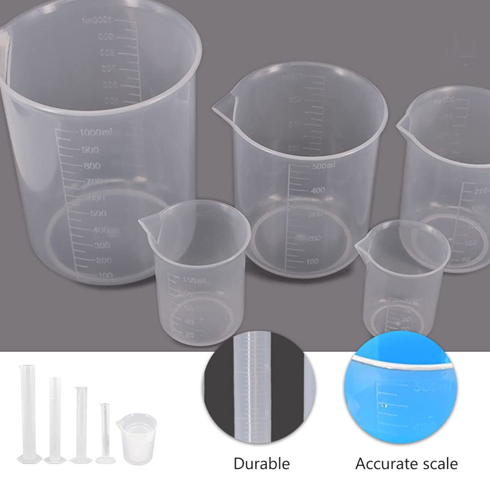 1 Set Messzylinder aus Kunststoff, Becher-Set, durchsichtige Messzylinder aus Kunststoff für das Wissenschaftslabor in der Schule zu Hause