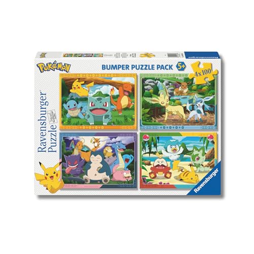 Ravensburger - Pokémon, Puzzle Bambini 5+ Anni, Con 4 Puzzle Da 100 Pezzi