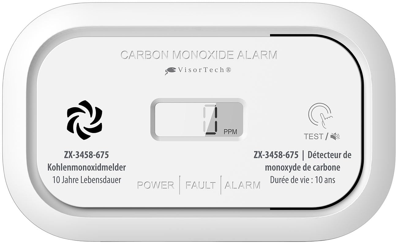 VisorTech Gasmelder Batterien: 5er-Set Digitale Kohlenmonoxid-Melder, 85 dB, Display, DIN EN 50291 (Kohlenmonoxid-Alarmdetektoren, Alarm Kohlenmonoxyd, Messgerät)