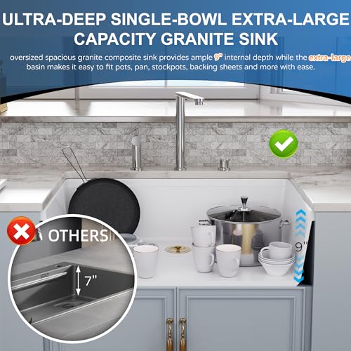 Hugsleek 36 White Granite Composite Kitchen Sink thumb #3
