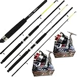 Angling Pursuits 2 Sea Fishing Boat Rods 6FT Yellow Tip Boat Max Beach + 2 Silk 70 Sea Red Reels