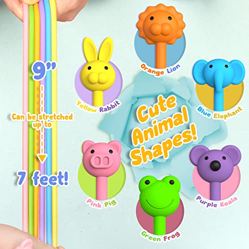 Sensory Fidget Toys - Quiet Stretch String 6 Pack, Calming Sensory Toys For Kids, Stress Relief Stretchy Noodles For Autism, Great Classroom Rewards For Kids Students #TOP1