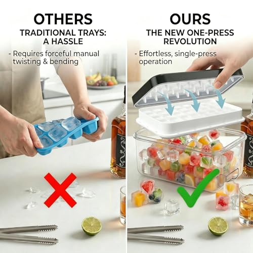 Bandeja para cubitos de hielo con tapa y pinzas, 40 cubos miniatura 4
