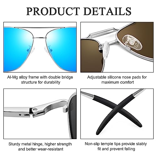 Urumqi Men's Square Aviator Sunglasses Polarized Uv400 Protection, Military Pilot Shades Metal Frame For Driving Golf #TOP3