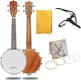 Banjo pequeno de quatro cordas, instrumento popular ocidental, madeira de jacarandá Shabili, praticando tocar a pomba. Lenços umedecidos feitos à mão estão incluídos.