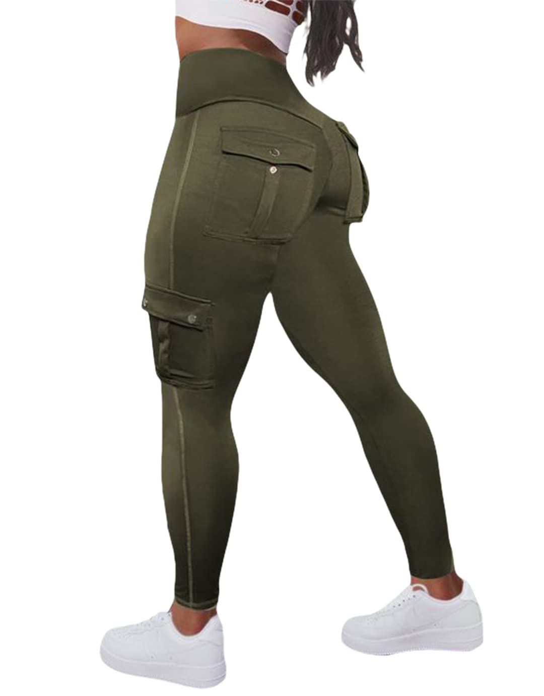 FlamingalsButt Lifting Leggings for Women High Waisted Workout Jeggings Cargo Leggings with Flap Pockets