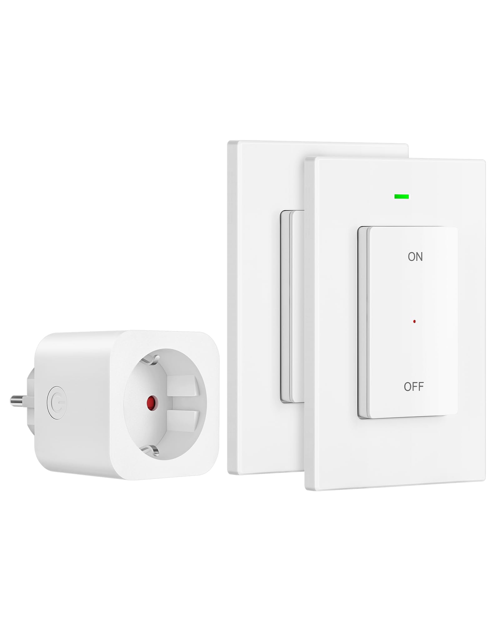 DEWENWILS Enchufe Inalámbrico con Control Remoto, 2V1, Interruptor de Pared Inalámbrico de Encendido/Apagado, No Requiere Cable, Interruptor de Luz Expandible, 30M Alcance, Preprogramado, Blanco Global Recycled Standard Global Recycled Standard Global Recycled Standard