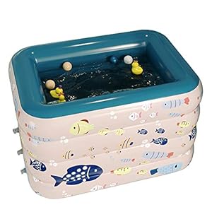 Opblaasbaar Kinderzwembad Rechthoekig Draadloos Automatisch Opblaaszwembad Kinderen Peuters Zomerzwembad Voor Binnenshuis Buitentuin,Pink-1.8 Meters