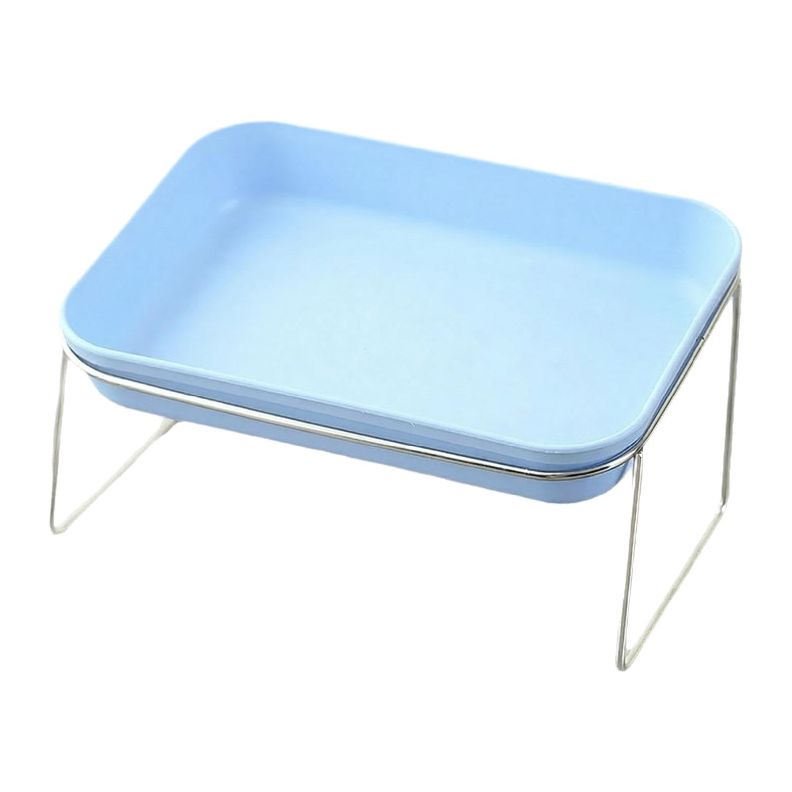 Baoblaze Raised Dog Feeder Bowl Stand, Tilted 15° Slanted Elevated Dining Table for Small and Medium Dogs and Cats with Stainless Steel Sturdy Leg, Detachable Easy Clean Pet Feeder Stand, Blue