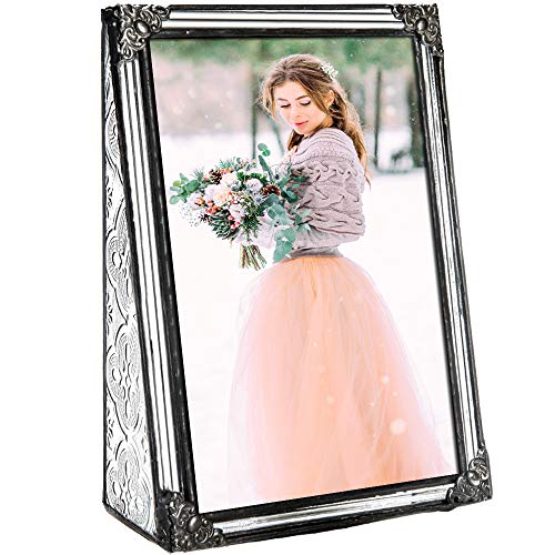 4x6 Picture Frame Clear Glass Wedding Photo Frame Family Anniversary Baby Keepsake Gift Vintage Home Décor J Devlin Pic 360-46V (4x6 Vertical)