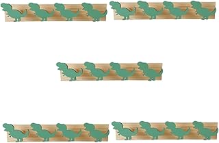 HOMSFOU Perchero De Pared Para Dormitorio 5 Unidades Multifuncional Para Colgar Ropa Resistente De Madera Color Verde