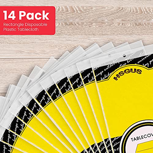 14 Pack Premium Yellow Plastic Tablecloth - 54 X 108 In. Disposable Rectangle Plastic Table Cloth - Decorative Rectangle Table Cover Smooth Tablecloth - Disposable Table Cloths For Parties, Weddings #TOP4
