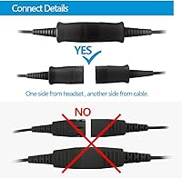 Vista 6 de VT Auriculares de teléfono con micrófono y cancelación de ruido QD - Auriculares de centro de llamadas con desconexión rápida con cables RJ09