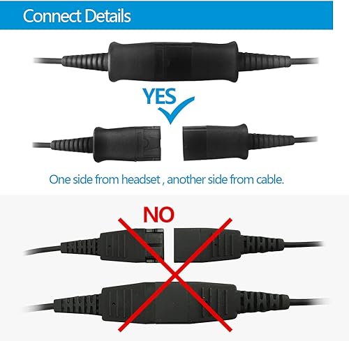 Miniatura 6 de VT Auriculares de teléfono con micrófono y cancelación de ruido QD - Auriculares de centro de llamadas con desconexión rápida con cables RJ09