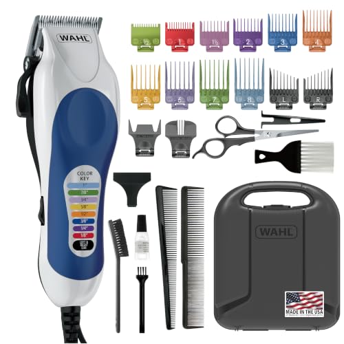 Image of Wahl Clipper USA Color Pro Complete Haircutting Kit with Easy Color Coded Guide Combs - Corded Clipper for Hair Clipping & Grooming Men, Women, & Children - Model 3029694