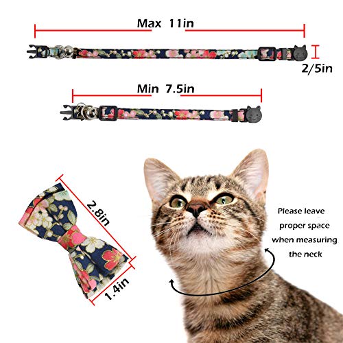 Image of Bowtie Cat Collars Breakaway with Bell, Adjustable Cute Kitty Collars Safety Buckle Kitten Collar for Cat Puppy 7.5-11in (20)