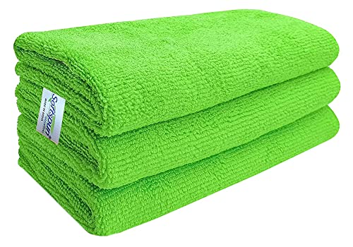 Image of SOFTSPUN Microfiber Cloth (3pcs - 40x60cms -340GSM) Green, Super Soft Absorbent Cleaning Towels Cleans & Polishes Everything in Your Home.