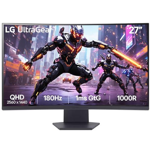 LG 27GS60QC-B Ultragear Curved Gaming Monitor, 27-Inch QHD (2560x...