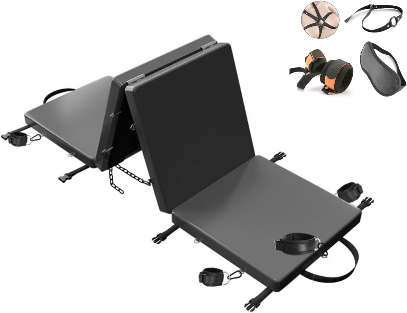 BDSM Sex Bed Bondage Restraints Kit Toy Kit Pad and Sexy Underwear Restraints Set with Seat,Wrist and Ankle Cuffs Sunglasses ZX30103