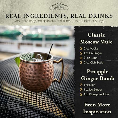 Image of Liquid Alchemist Ginger Syrup for Cocktails - Real Ingredients Make our Liquid Ginger Puree for Cocktails the Perfect Moscow Mule Syrup - Our Non-GMO Vegan Drink Mixer Lasts Up to 2 Years (12.7 oz)