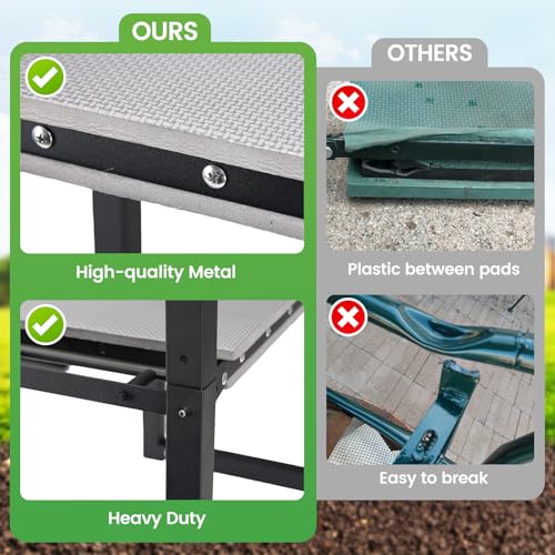 Garden Kneeler and Seat,Black Heavy Duty Foldable Garden Bench Kneeling Stool,Kneeler with Extra EVA Foam Pad,Gardening Tools Gifts for Women,Mom & Dad,Grandparents