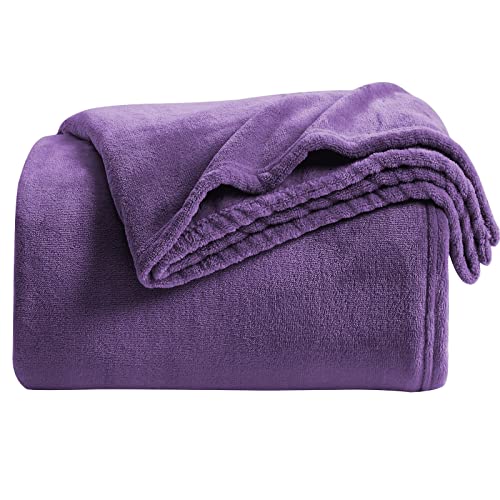 KMUSET Super Soft Throw Blanket Premium Silky Flannel Fleece Throw Size Purple Microfiber Lightweight Blanket All Season Use