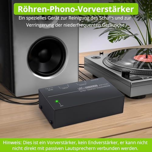 LiNKFOR Vorverstärker Phono-Vorverstärker für Plattenspieler Audiophiler Hochkompakt Phono mit Niveau Kontrollen Eingang & Ausgabe Schnittstellen