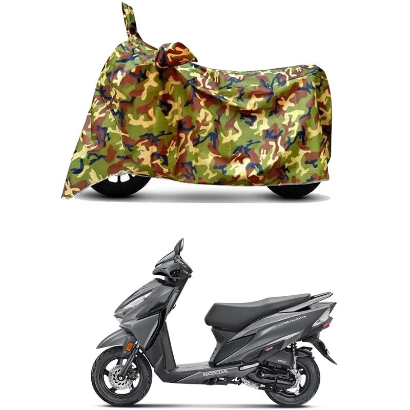 Image of Waterproof 100% PVC Coated Full Bike Scooty Two Wheeler Body Cover Compatible for Honda Grazia /UV-Rays /Heat Protection /Birds Dropping /Scratchproof /Dust Proof /All Varients[6X6 Jungle Print]