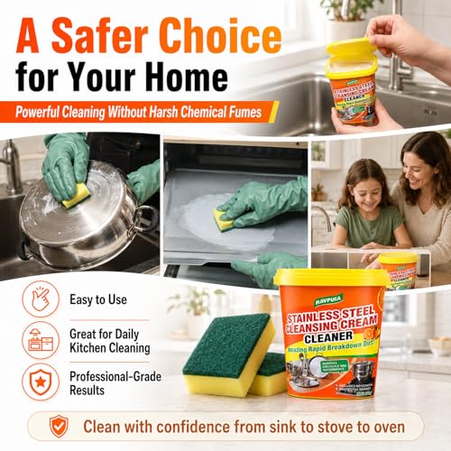 RAVPUIA Stainless Steel Cleaner & Polish Paste 500g with 2 Sponges — view 8