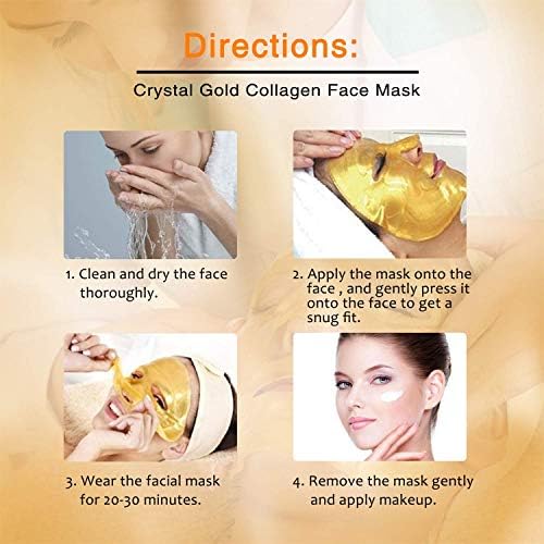 24K Gold Bio Crystal Face Mask + Eye Mask + Lip Mask Set, Anti ageing Anti-Wrinkle Dark Circles and Puffins Skin Whitening & Moisturizing Treatment