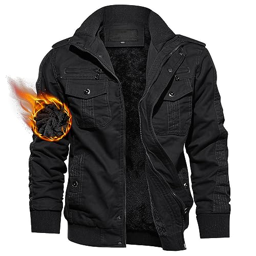 TACVASEN Men’s Military Lightweight Jacket Army Cargo Windbreaker Zip Front Stand Collar Cotton Jackets with Multi Pockets