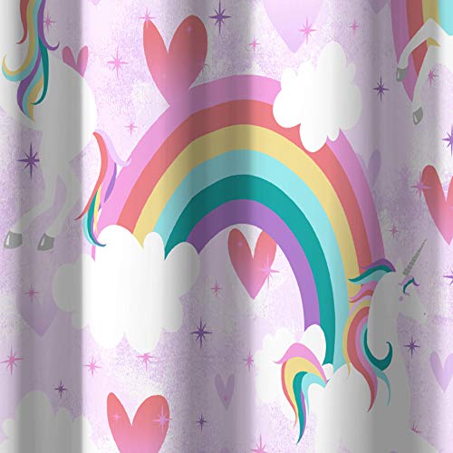 Dream Factory Kids Fabric Shower Curtain for Bathroom, 72W x 72L, Purple Unicorn Rainbow by dream FACTORY - Used condition - Image 4