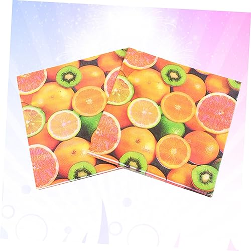 LALAFINA 20 Peças De Material De Festa Toalhetes De Frutas Guardanapos De Frutas Guardanapos Impress
