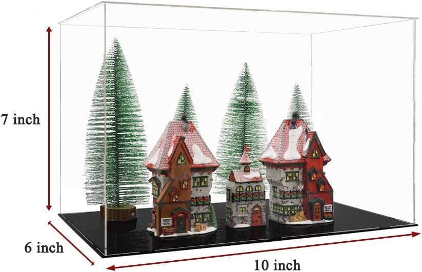 Image of Acrylic Display Case for Collectibles | Dustproof Transparent Showcase Box for Action Figures, Miniatures & Models | Countertop Cube with Protective Film ((10x6x7 inch; 25x15x18cm))
