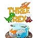 Dinosaur Three Rex Cake Topper 3rd Birthday Cake Decoration for Boy Girl Kids Bday Party Celebration Decor Supplies(Gold)
