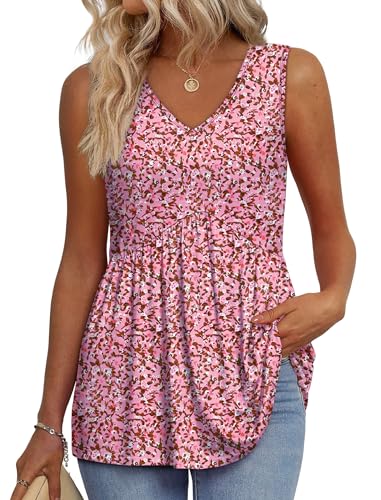 Image of OFEEFAN Womens Tank Tops 2025 Flowy Peplum Tops for Women Dressy Sleeveless V Neck Babydoll Tank Tops
