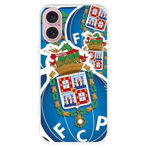 Capa para iPhone 16 de futebol clube porto escudo desenho tansparente para proteger o seu telemóvel. Camada de silicone flexível com licença oficial FC Porto