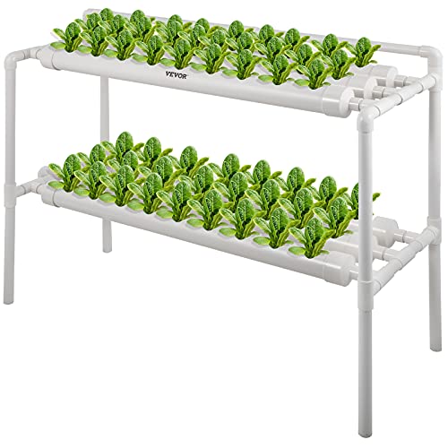 VEVOR Hydroponics Growing System, 54 Sites 6 Pipes Hydroponic System, 2 Layers Hydroponic Kit, Vertical Hydroponic Growing System with Water Pump, Pump Timer