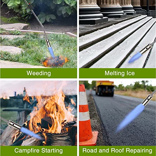 Koman Weed Torch Propane Burner,Weed Burner Torch,Flame Thrower Gun 50000Btu With 32" Long Arm,Fuel By 1Lb Propane Gas Cylinder/5-40Lb Propane Tank,Self Ignition,For Weeding,Roofing, Melting Ice #TOP6