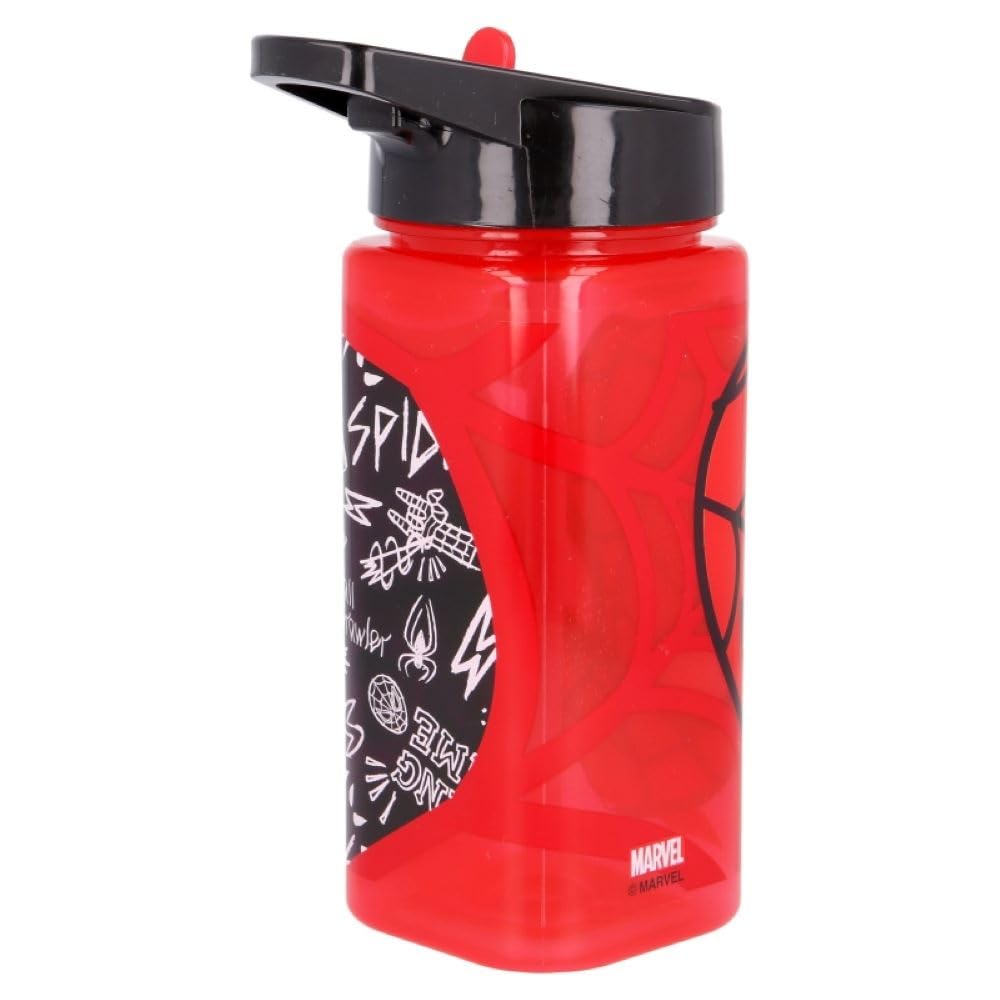 Om Supplies Spiderman Urban Spiderman Reusable Square Water Bottle Drink Bottle With Built-In Handle For Easy Carry School Lunch Kids Childrens 510Ml Bpa Free Plastic (Spiderman Urban)