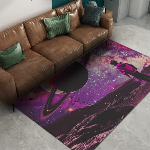 Tapis pour enfants violet motif planète 60x180cm doux